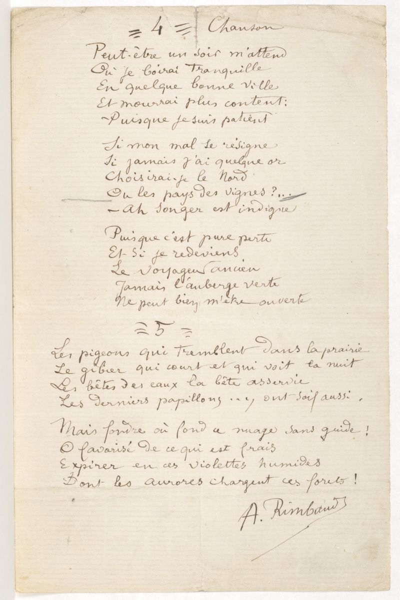 Arthur Rimbaud, Enfer de la soif [1872?] © Fondation Martin Bodmer