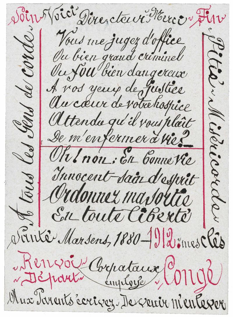 Gaspard Corpataux, sans titre, 1912, Encre de Chine sur papier quadrillé, 12,4 x 9,3 cm© Collection de l’Art Brut, LausannePhoto : Marie Humair, Atelier de numérisation – Ville de Lausanne