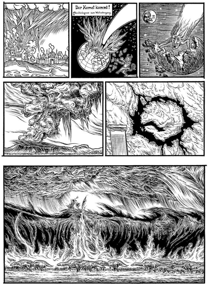 Jens Harder, Alpha, Planche originale, The end of the Mesozoic era, feutre noir et encre de chine sur papier, 2009